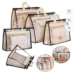 Transparent Storage Bags with Beige Trim